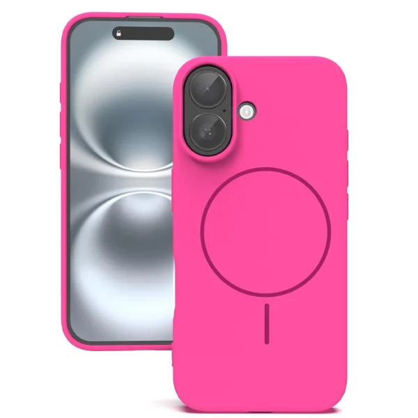 Shockproof case MagSF Slim Silicone for iPhone 16, Pink 2