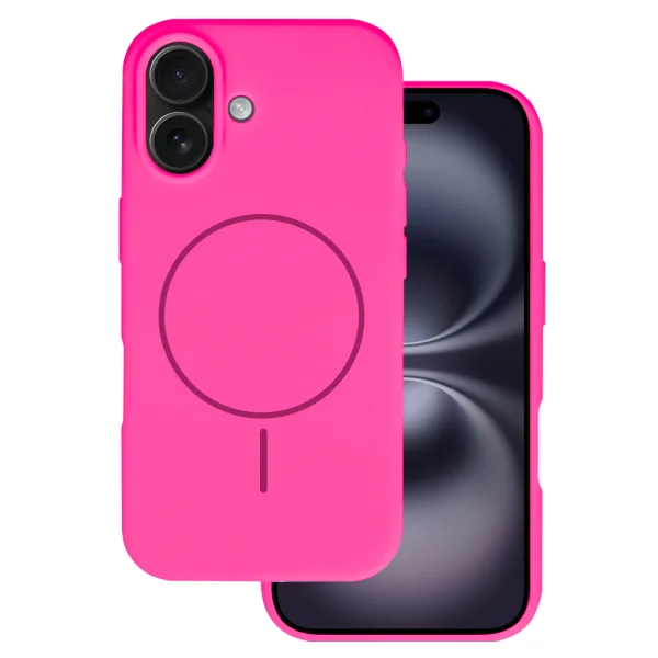 Shockproof case MagSF Slim Silicone for iPhone 16, Pink 1