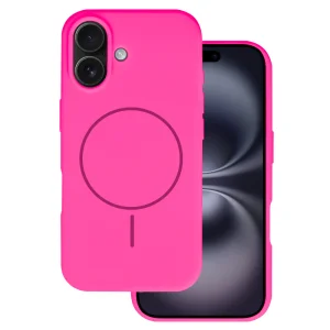 Удароустойчив калъф MagSF Slim Silicone за iPhone 16, Розов