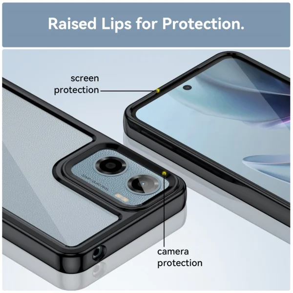 Shockproof Acrylic Case for Motorola Moto E15 4G / G05 4G, Black 5
