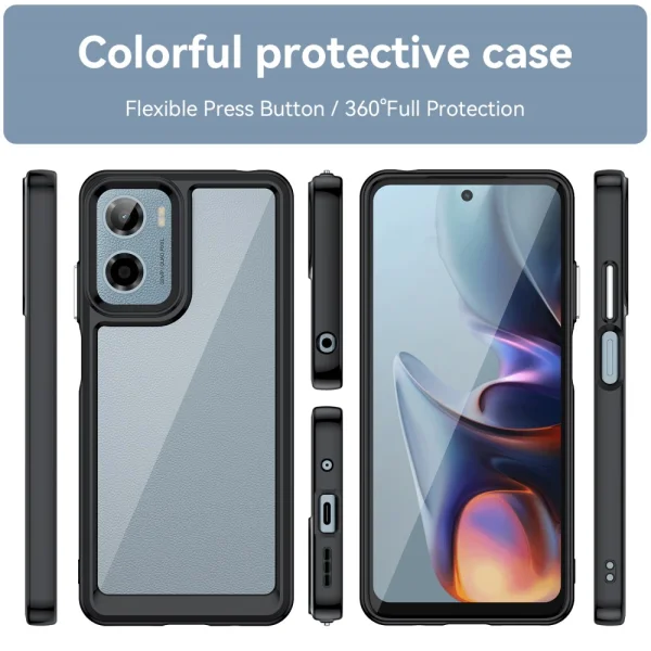 Shockproof Acrylic Case for Motorola Moto E15 4G / G05 4G, Black 2