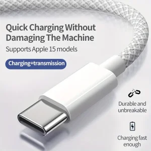 Кабел APPLE, MQKJ3ZM A, USB-C към USB-C, 60W, 1m, Бял 3