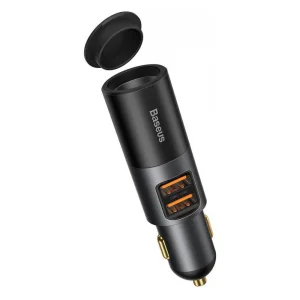 Зарядно за кола Baseus Cigarette Lighter Expansion Car Charger 2xUSB-A 120W, Тъмно сив