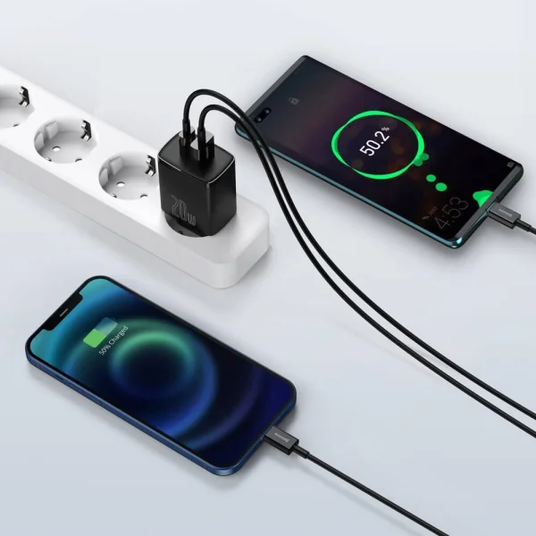 Зарядно BASEUS  Compact 220V, 20W, USB-A, USB-C, CCXJ-B01, Черен 5