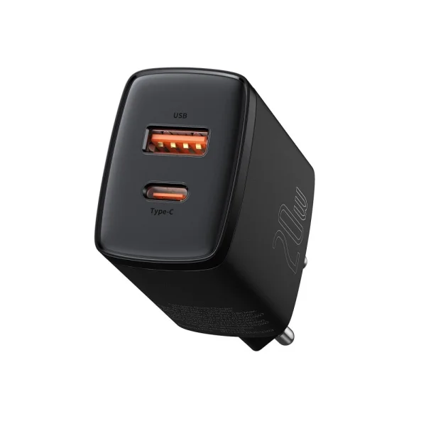 Зарядно BASEUS  Compact 220V, 20W, USB-A, USB-C, CCXJ-B01, Черен 2