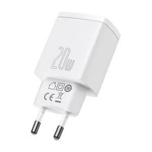 Зарядно BASEUS Compact 220V, 20W, USB-A, USB-C, CCXJ-B02, Бял