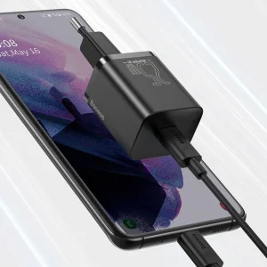 Зарядно BASEUS Super Si, 220V, 25W, 1C, с кабел от USB-C към USB-C, TZCCSUP-L01, Черен 4