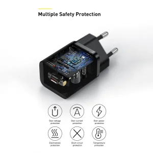 Зарядно BASEUS Super Si, 220V, 25W, 1C, с кабел от USB-C към USB-C, TZCCSUP-L01, Черен 3
