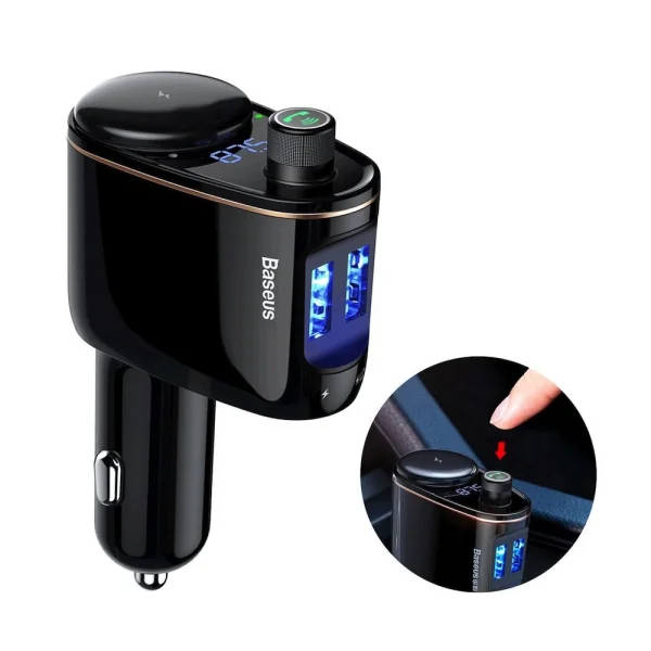 Трансмитер BASEUS MP3 Wireless 12W, QC, 2.4A, 2xUSB-A, 12V Socket, T typed Locomotive S- CCHC000001 2