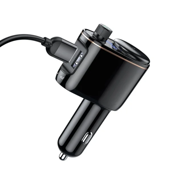 Трансмитер BASEUS MP3 Wireless 12W, QC, 2.4A, 2xUSB-A, 12V Socket, T typed Locomotive S- CCHC000001 5