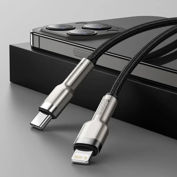 Кабел BASEUS USB-C към Lightning, 1m, 20W, Cafule, CATLJK-A01, Черен 4