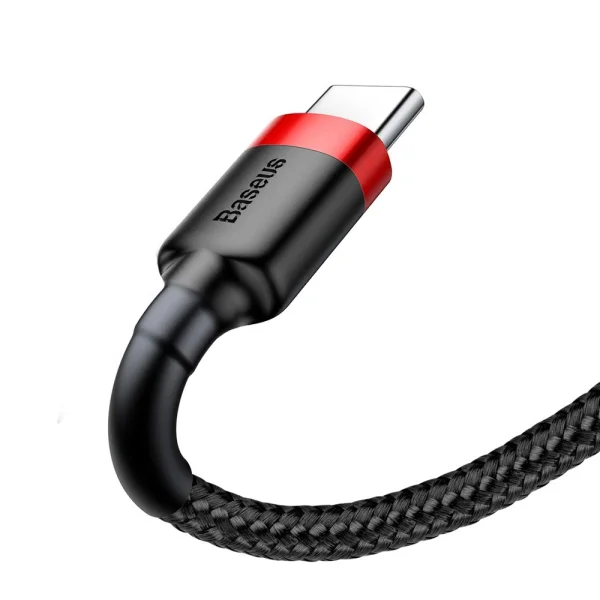Baseus USB-A to USB-C Cable, 3A, 1m, CAFULE, CATKLF-B91, Black - Red 2