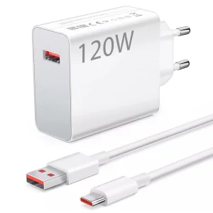 Зарядно Xiaomi MDY-14-EE USB-A 120W Travel Charger, с кабел от USB-A към USB-C 6A, Бял
