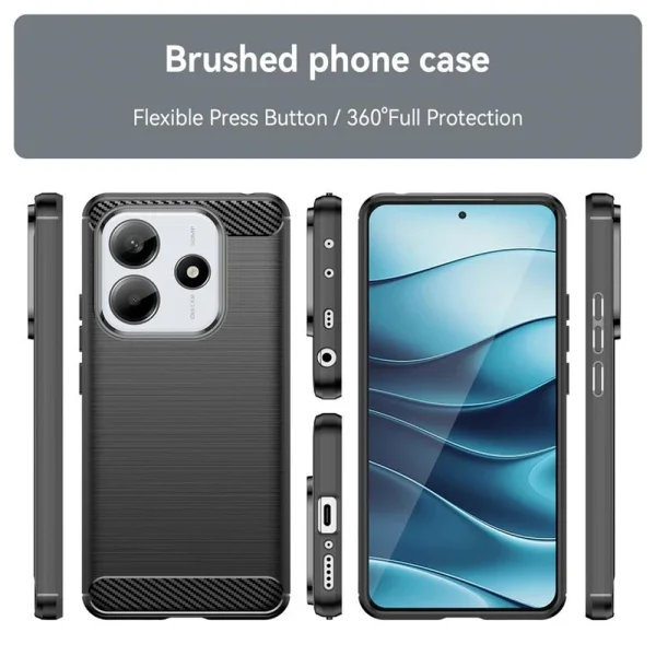 Силиконов Калъф Carbon за Xiaomi Redmi Note 14 4G, Черен 2