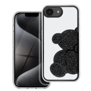 Удароустойчив калъф Teddy Bear за iPhone 16e/17e, Черен