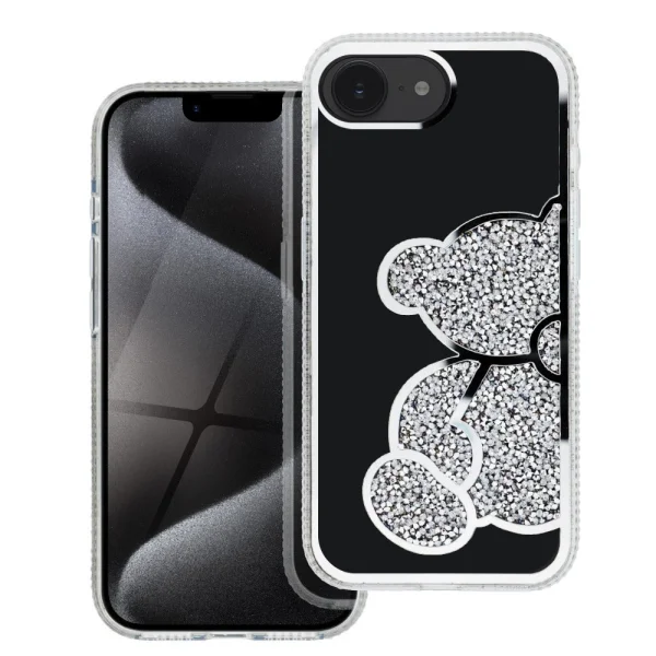 Shockproof Teddy Bear Case for iPhone 16e/17e, Silver 1
