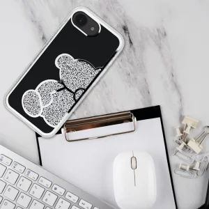 Shockproof Teddy Bear Case for iPhone 16e/17e, Silver 3