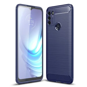 Силиконов Калъф Carbon Fibre Brushed за Motorola Moto G50, Син