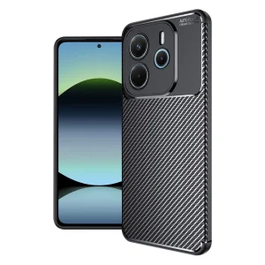 Силиконов калъф Carbon Fiber Texture за Xiaomi Redmi Note 14 4G, Черен