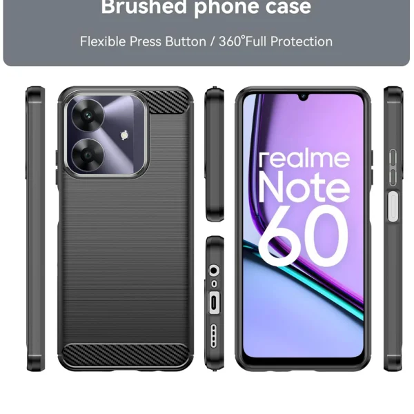 Carbon Silicone Case for Realme Note 60, Black 3