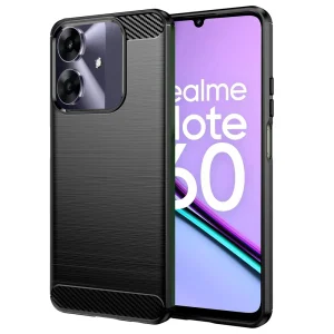 Carbon Silicone Case for Realme Note 60, Black