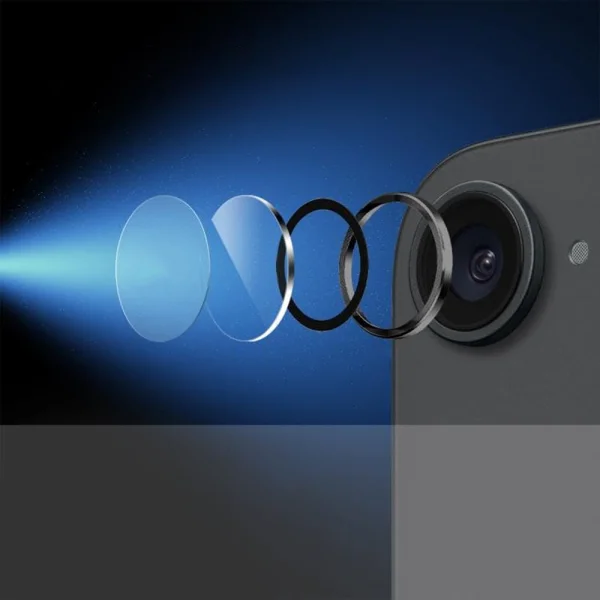 Стъклен протектор Lens Fulm за камера на iPhone 16e/17e, Черен 4