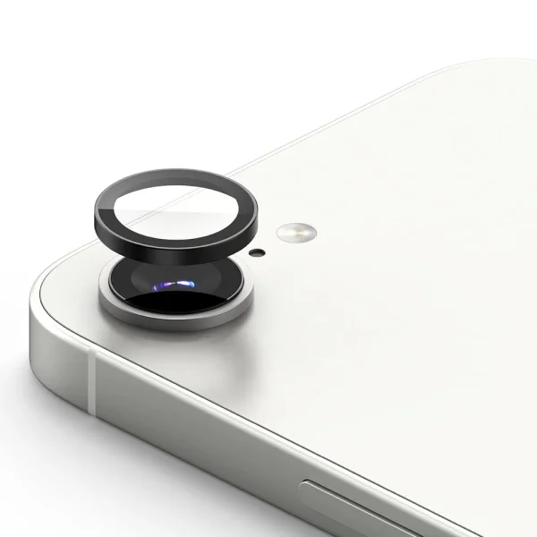 Стъклен протектор Lens Fulm за камера на iPhone 16e/17e, Черен 2