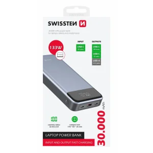 External battery SWISSTEN for laptop, 30000 mAh, 133W, PD, Gray 3