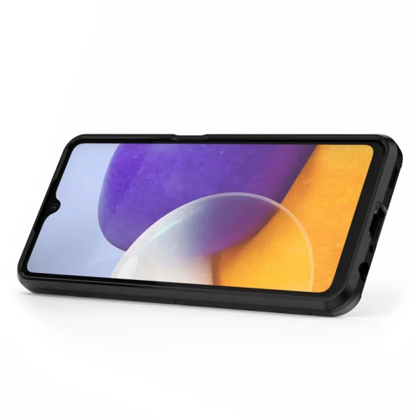 Удароустойчив Калъф с Поставка за Samsung Galaxy A22 4G, Черен 3