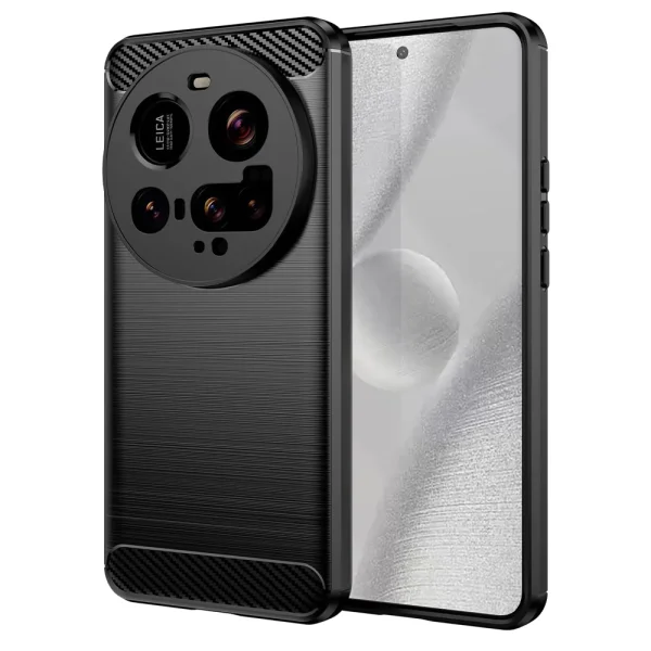 Techsuit Carbon Fibre Brushed Silicone Case for Xiaomi 15 Utra, Black 1