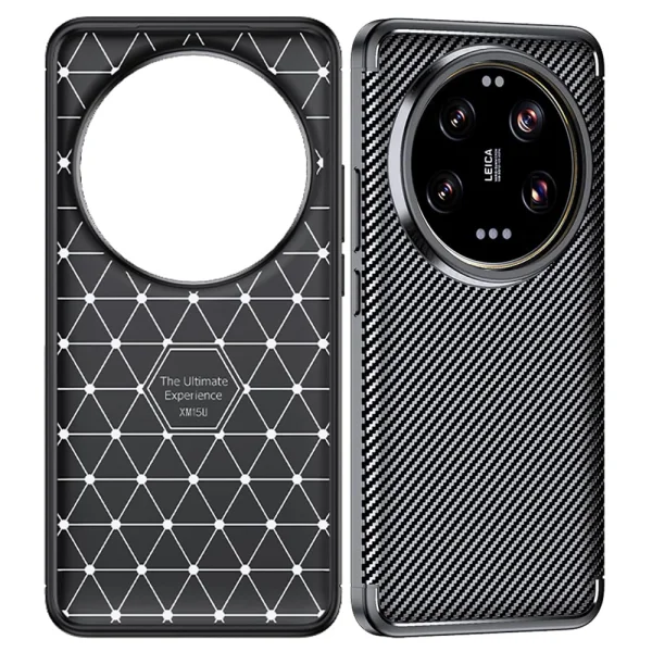 Carbon Fiber Texture Silicone Case for Xiaomi 15 Ultra, Black 2