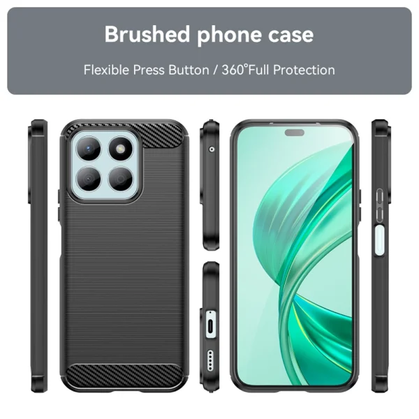 Силиконов Калъф Techsuit Carbon Fibre Brushed за Honor X8c, Черен 2
