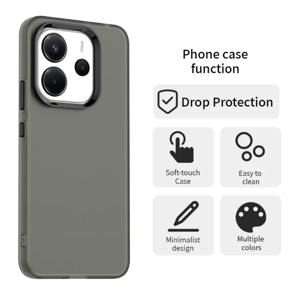 Shockproof Matt Case for Xiaomi Redmi Note 14 4G, Black 2