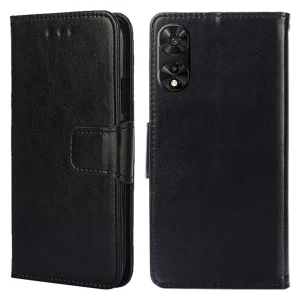 Калъф Тефтер Crazy Horse Leather за TCL 505, Черен