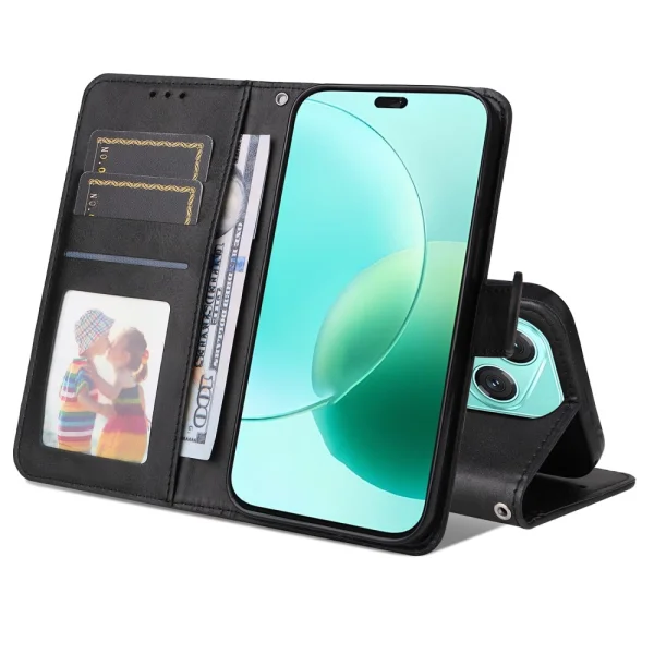 Wallet Stand Leather wallet case for Honor 400 Lite, Black 2