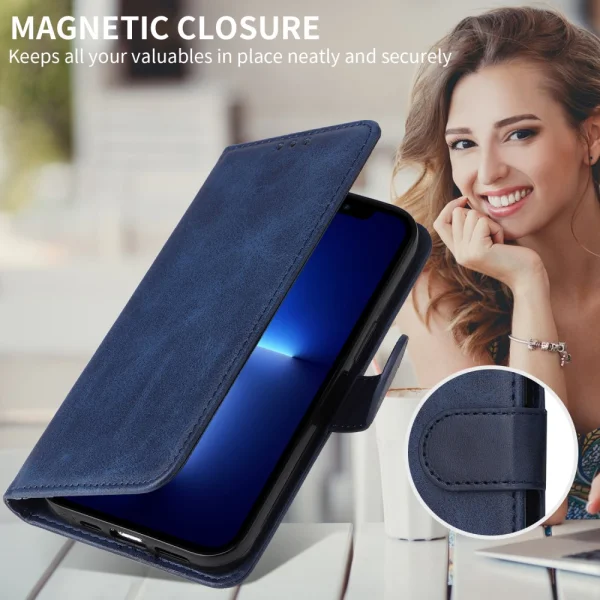 Калъф Тефтер Leather Wallet Stand за Honor 400 Lite, Син 6