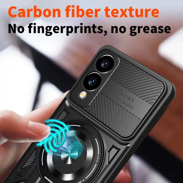 Удароустойчив калъф Magnetic Rotating Kickstand за Samsung Galaxy S25 Edge, Черен 3