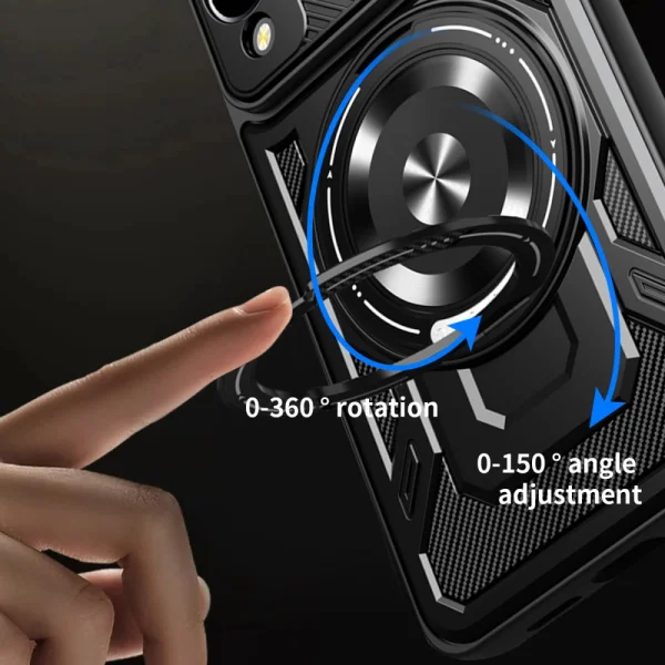 Удароустойчив калъф Magnetic Rotating Kickstand за Samsung Galaxy S25 Edge, Черен 4