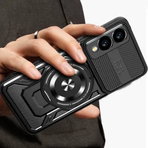 Удароустойчив калъф Magnetic Rotating Kickstand за Samsung Galaxy S25 Edge, Черен 5