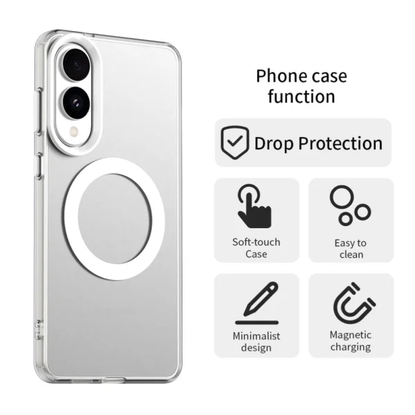 Удароустойчив калъф MagSF Matte Anti Drop за Samsung Galaxy S25 Edge, Бял 2
