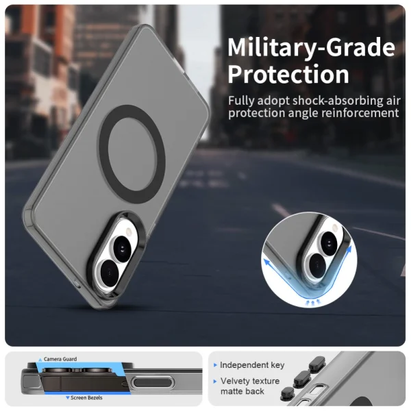 Удароустойчив калъф MagSF Matte Anti Drop за Samsung Galaxy S25 Edge, Черен 4