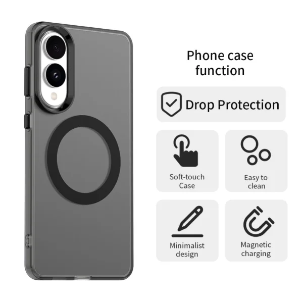 Удароустойчив калъф MagSF Matte Anti Drop за Samsung Galaxy S25 Edge, Черен 2