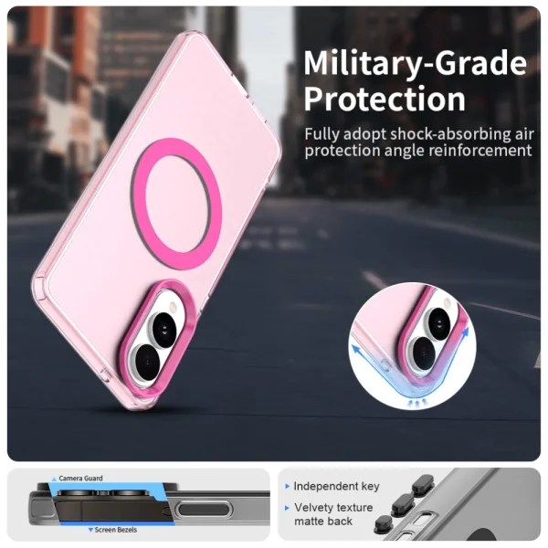 Shockproof case MagSF Matte Anti Drop for Samsung Galaxy S25 Edge, Pink 4