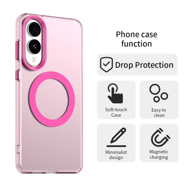 Shockproof case MagSF Matte Anti Drop for Samsung Galaxy S25 Edge, Pink 2