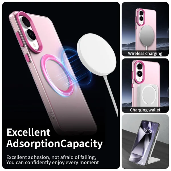 Shockproof case MagSF Matte Anti Drop for Samsung Galaxy S25 Edge, Pink 3