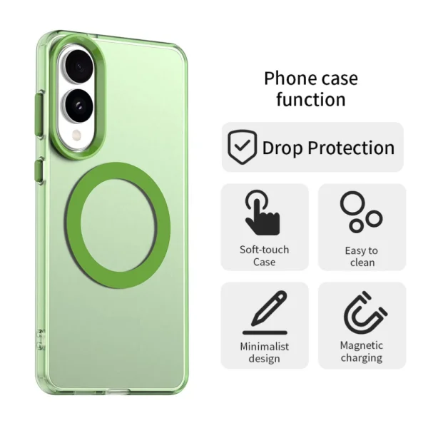 Удароустойчив калъф MagSF Matte Anti Drop за Samsung Galaxy S25 Edge, Зелен 2
