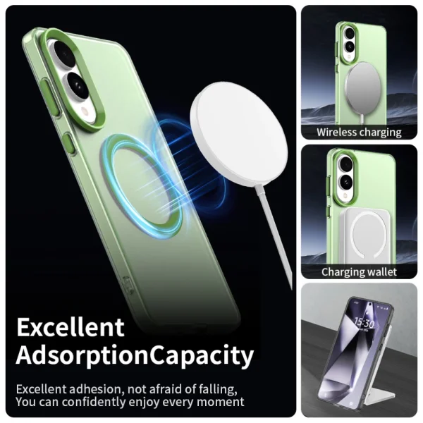 Удароустойчив калъф MagSF Matte Anti Drop за Samsung Galaxy S25 Edge, Зелен 3