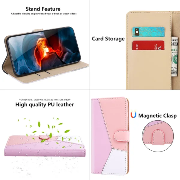 Калъф Тефтер Wallet Tri-color за Samsung Galaxy A22 4G, Лилав, Розов, Бял 4