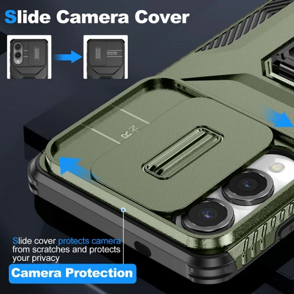 Удароустойчив калъф Slide Camera за Samsung Galaxy S25 Edge, Зелен 6