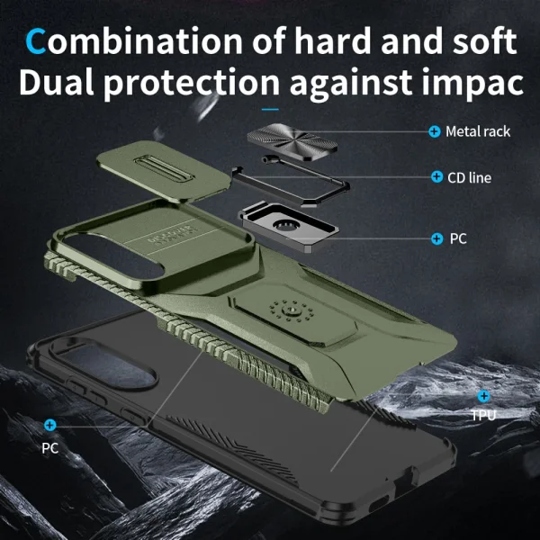 Удароустойчив калъф Slide Camera за Samsung Galaxy S25 Edge, Зелен 3